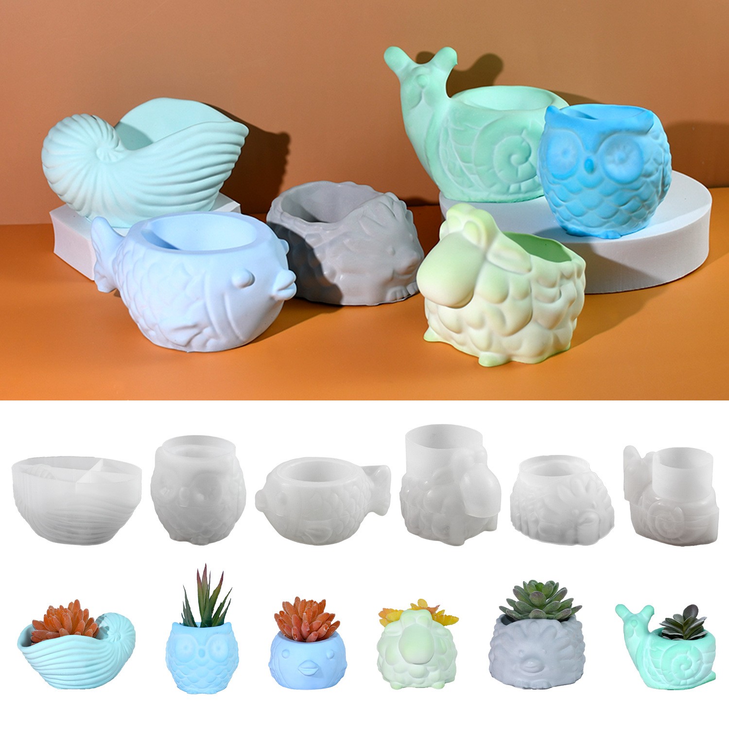 3D Animal Flower Pot Silicone  - Succulent Set 评论和价格