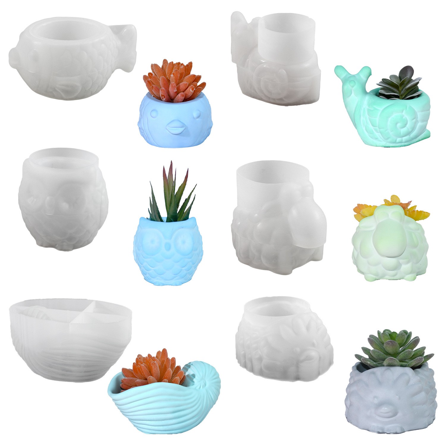 3D Animal Flower Pot Silicone  - Succulent Set 评论和价格