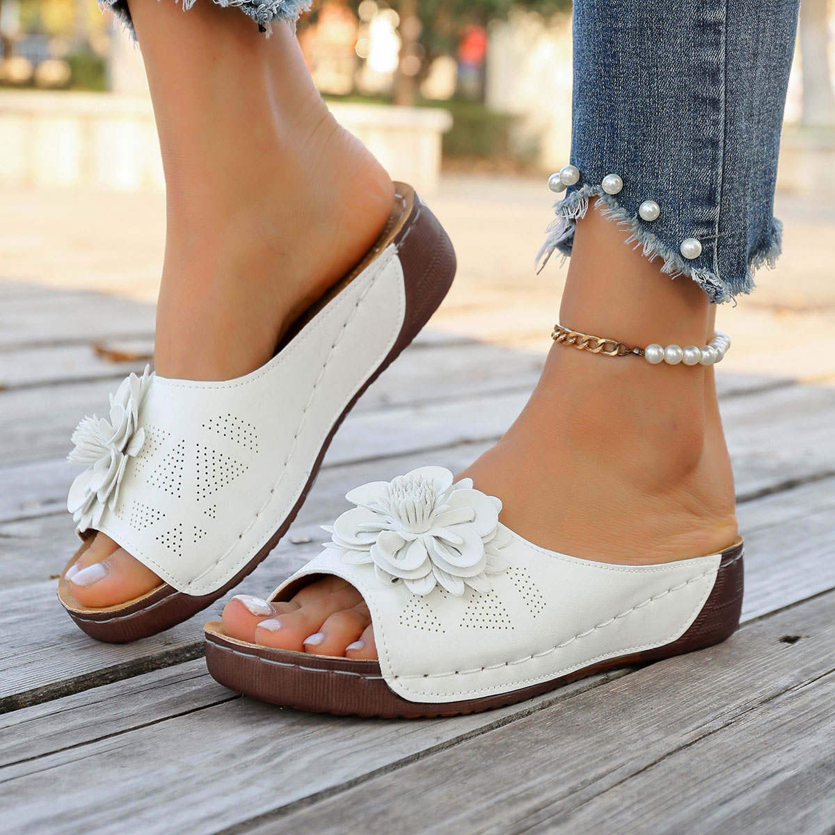 Women's Thick Sole Wedge Sanda - Indoor Plants 评论和价格