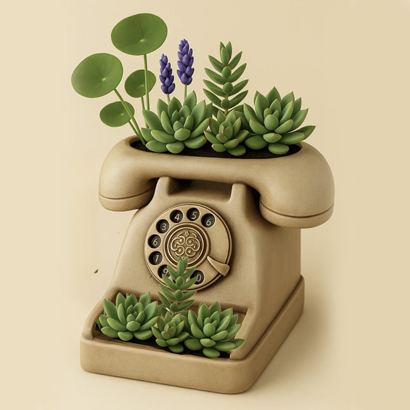 3D Vintage Rotary Telephone Su - Succulent Set 评论和价格