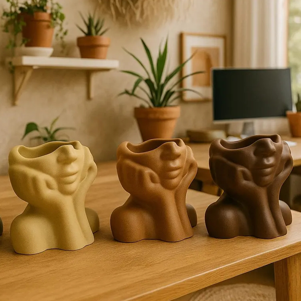 Abstract Face Planter Pot Sili - Succulent Set 评论和价格