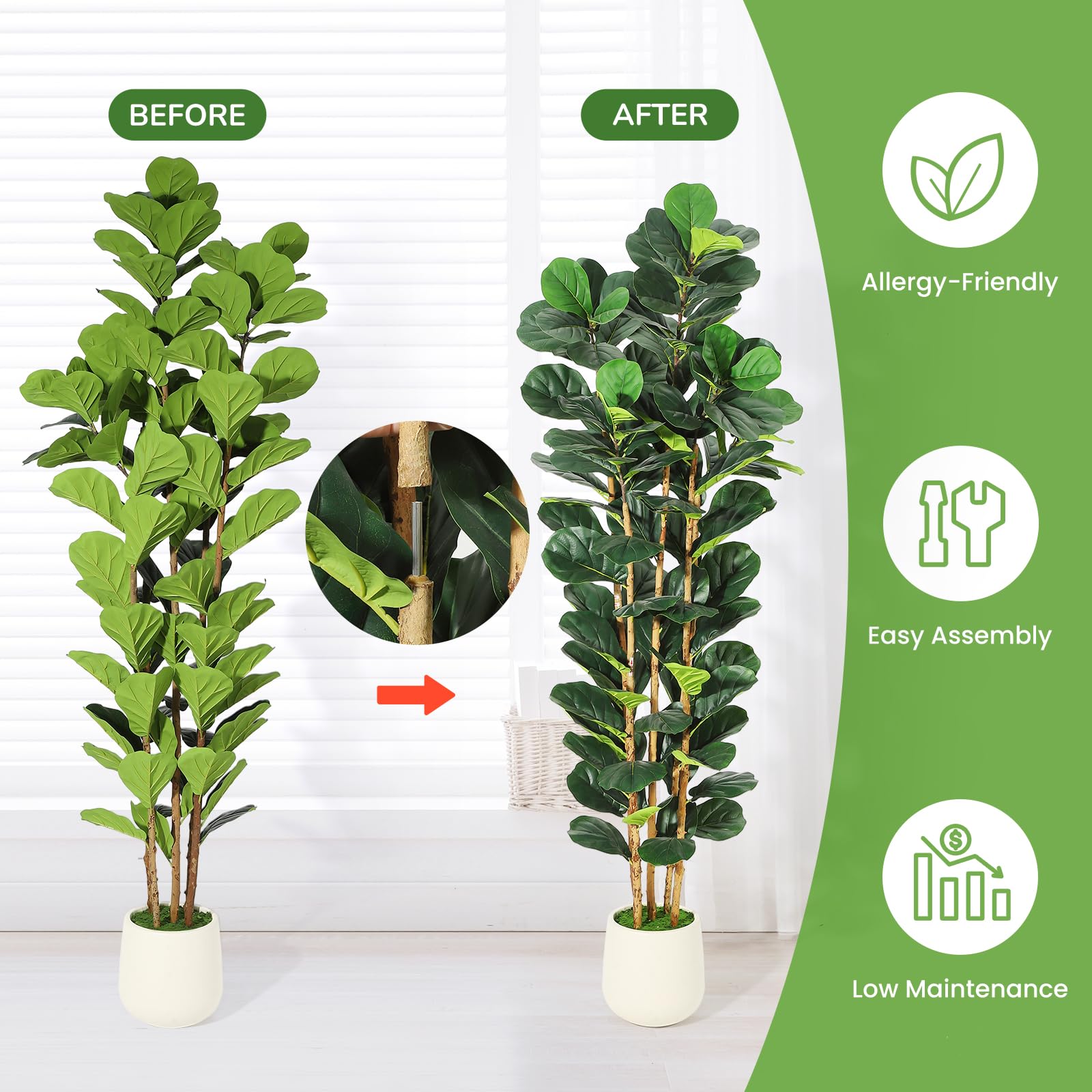 Faux Fiddle Leaf Fig Tree 5/6/ - Fiddle Leaf Fig 评论和价格