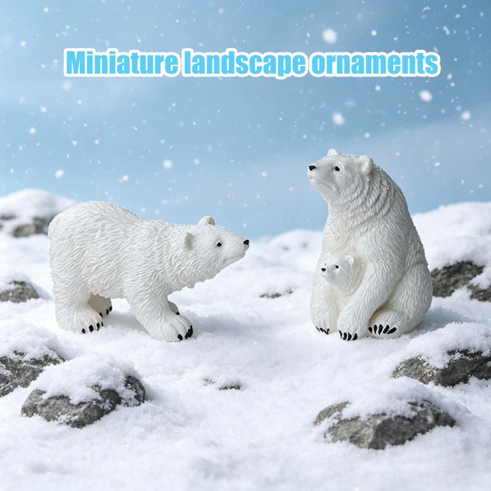 Miniature Polar Bear Figurines - Succulent Set 评论和价格