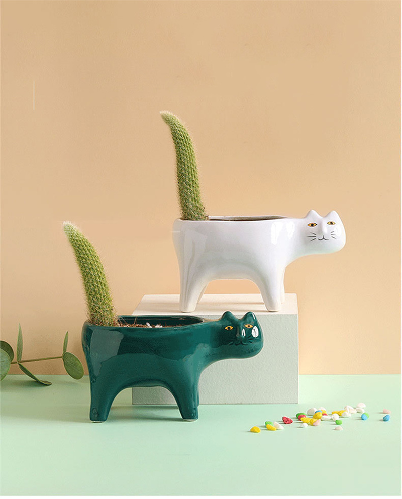 Cute Cat Ceramic Garden Flower - Snake Plant Ceramic 评论和价格