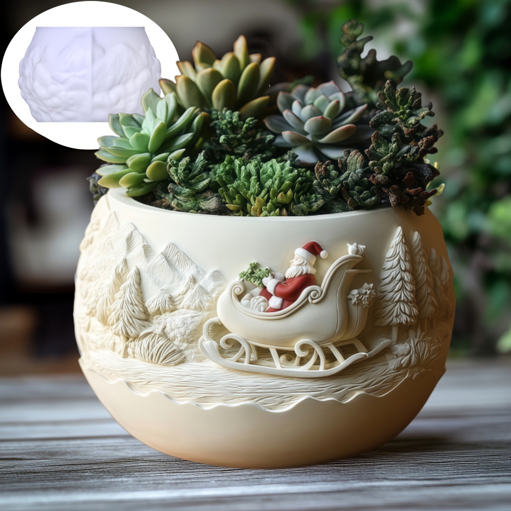 Cedar Sled Santa Claus Relief  - Succulent Set 评论和价格
