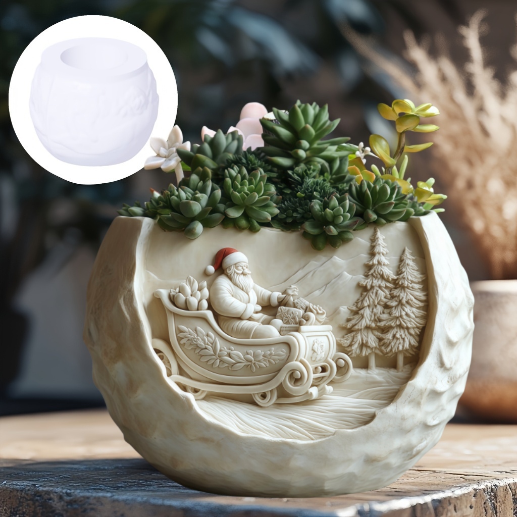 Cedar Sled Santa Claus Relief  - Succulent Set 评论和价格