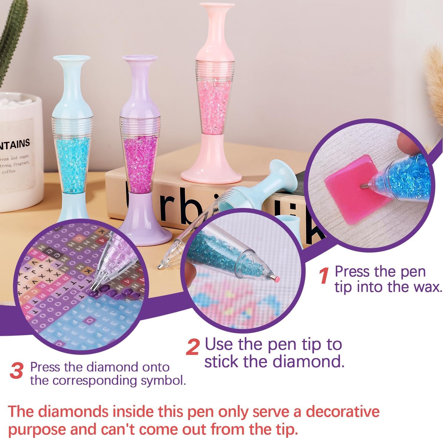 3 PCS Diamond Art Pens, Flower - Terracotta Pot 评论和价格